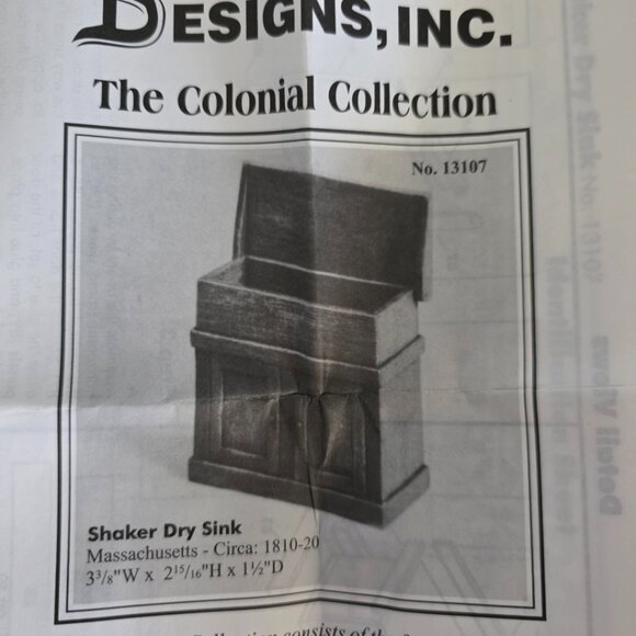 NWT Houseworks Shenandoah Designs Shaker Dry Sink Doll House Miniature Kit - Picture 2 of 5